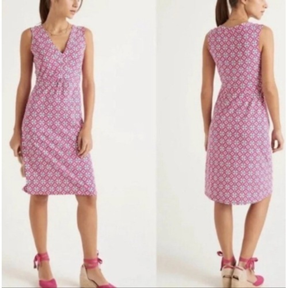Boden Dress Womens 10 Eden Jersey Pink Geo Print Sleeveless Sundress Resort